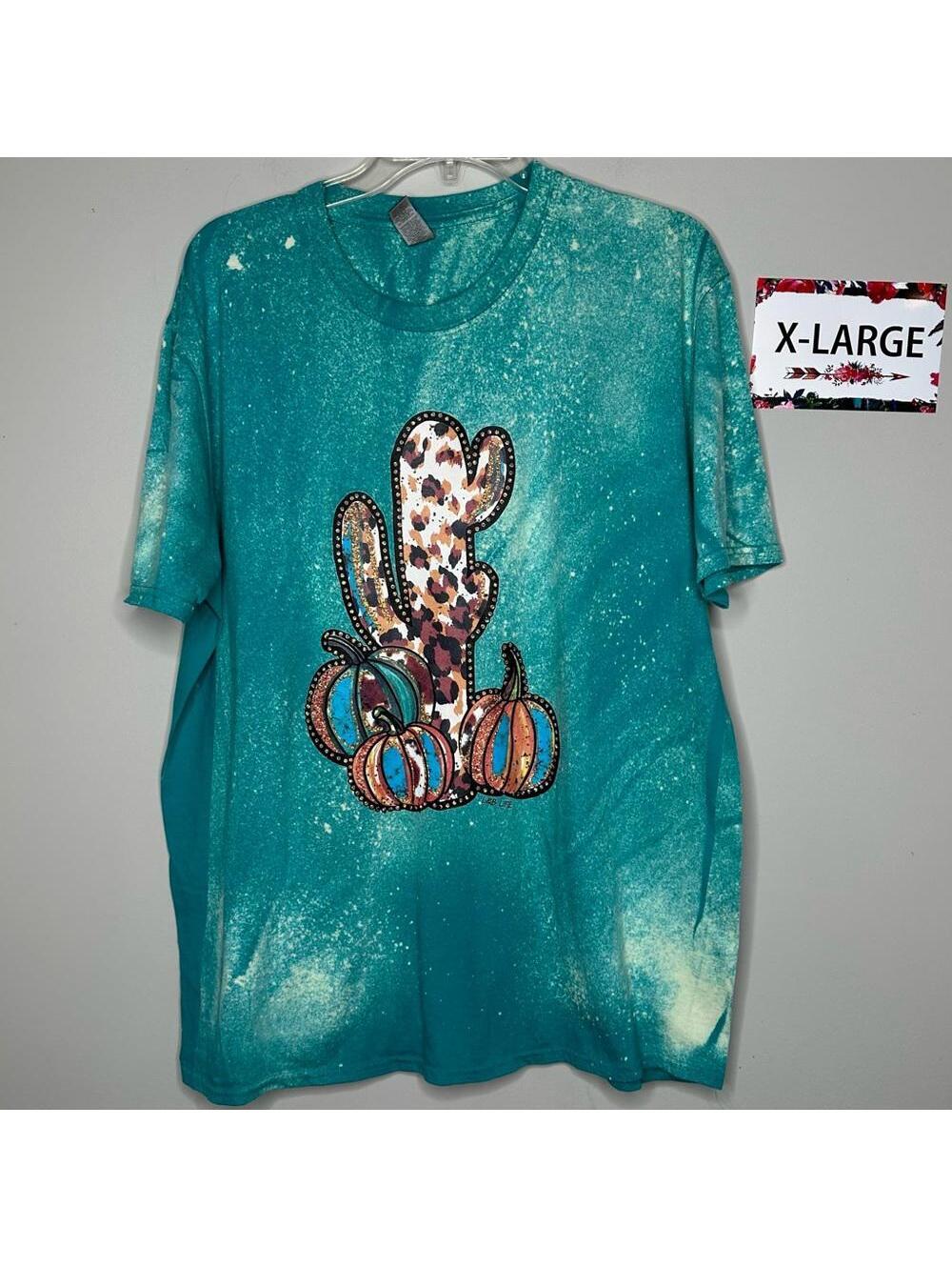 Jade Bleach Splatter cactus XL tee shirt Gildan Softstyle